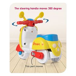 Babyhug Mini Scooter Toy -Blue | Friction Powered Push & Go Scooter with Moving Handle | Enhances Motor Skills & Coordination | Ideal Gift for 3+ Years | Child-Safe | BIS Certified