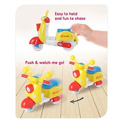 Babyhug Mini Scooter Toy -Blue | Friction Powered Push & Go Scooter with Moving Handle | Enhances Motor Skills & Coordination | Ideal Gift for 3+ Years | Child-Safe | BIS Certified