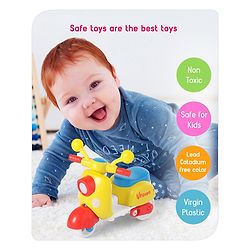 Babyhug Mini Scooter Toy -Blue | Friction Powered Push & Go Scooter with Moving Handle | Enhances Motor Skills & Coordination | Ideal Gift for 3+ Years | Child-Safe | BIS Certified