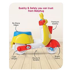 Babyhug Mini Scooter Toy -Blue | Friction Powered Push & Go Scooter with Moving Handle | Enhances Motor Skills & Coordination | Ideal Gift for 3+ Years | Child-Safe | BIS Certified