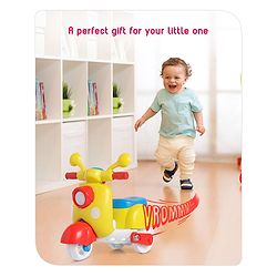 Babyhug Mini Scooter Toy -Blue | Friction Powered Push & Go Scooter with Moving Handle | Enhances Motor Skills & Coordination | Ideal Gift for 3+ Years | Child-Safe | BIS Certified