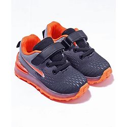 Cute Walk by Babyhug Velcro Closure Sneakers- Black Orange
