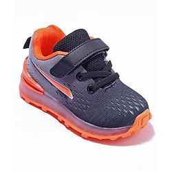 Cute Walk by Babyhug Velcro Closure Sneakers- Black Orange