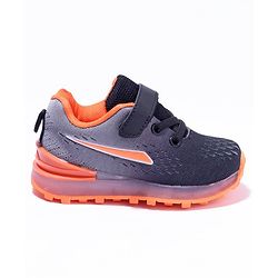 Cute Walk by Babyhug Velcro Closure Sneakers- Black Orange