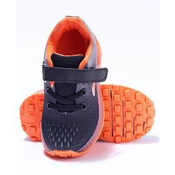 Cute Walk by Babyhug Velcro Closure Sneakers- Black Orange