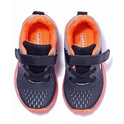 Cute Walk by Babyhug Velcro Closure Sneakers- Black Orange