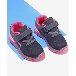 Cute Walk by Babyhug Velcro Closure Sneakers- Black Orange