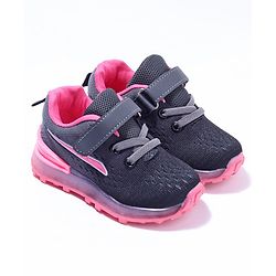 Cute Walk by Babyhug Velcro Closure Sneakers- Black Orange