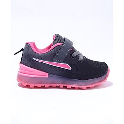 Cute Walk by Babyhug Velcro Closure Sneakers- Black Orange