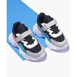 Cute Walk by Babyhug Sneaker Shoes With Velcro Closure - Black Light Grey
