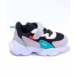Cute Walk by Babyhug Sneaker Shoes With Velcro Closure - Black Light Grey