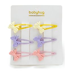 Babyhug Free Size Snap Clips Pack of 6 - Pink Purple Yellow
