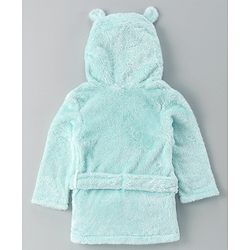 Babyhug Velour Cotton Knit Full Sleeves Hooded Bath Robe With Ear Flaps- Blue