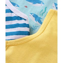 Babyhug 100% Cotton Sleeveless Sando Vests Stripes & Shark Print Pack of 3- Multicolor