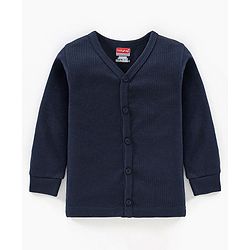Babyhug Cotton Full Sleeves Solid Coloured Thermal Vest - Navy Blue
