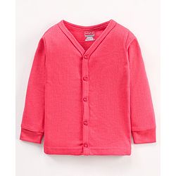 Babyhug Full Sleeves Front Open and Pullover Solid Color Thermal Wear Pack Of 2 - Pink