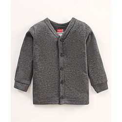 Babyhug Full Sleeves Front Open and Pullover Solid Color Thermal Vests Pack Of 2 - Dark Grey