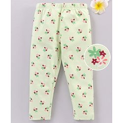 Babyhug Full Length Leggings Floral Print - Light Green