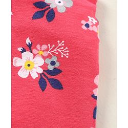 Babyhug Full Length Cotton Elastane With Stretch Leggings Floral Print - Red