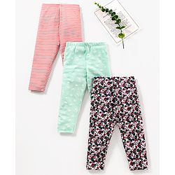Babyhug Cotton Elastane Full Length Leggings Multiprint Pack of 3 - Multicolor