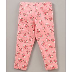 Babyhug Full Length Knit Stretchable Leggings Floral Print- Pink