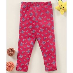Babyhug Cotton Elastane Full Length Leggings Floral Print - Fuchsia