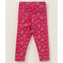 Babyhug Cotton Elastane Full Length Leggings Floral Print - Fuchsia