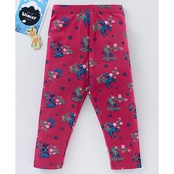 Babyhug Full Length Knit Leggings Floral Print - Fuchsia
