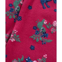 Babyhug Full Length Knit Leggings Floral Print - Fuchsia