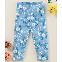 Babyhug Cotton Elastane Full Length Leggings Floral Print - Blue