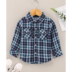 Babyhug Cotton Woven Full Sleeves Checks Shirt - Navy
