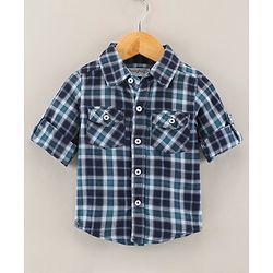 Babyhug Cotton Woven Full Sleeves Checks Shirt - Navy