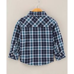 Babyhug Cotton Woven Full Sleeves Checks Shirt - Navy