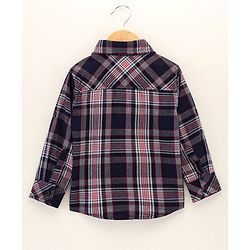 Babyhug Cotton Woven Full Sleeves Check Print Shirt - Navy