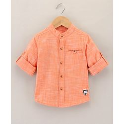 Babyhug Full Sleeves Solid Color Shirt - Orange