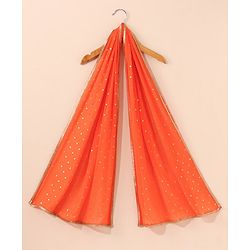Babyhug Sleeveless Printed Choli & Lehenga Set With Dupatta & Embellishment - Orange