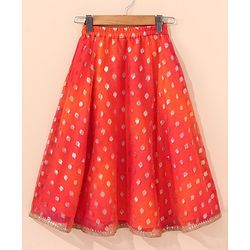 Babyhug Sleeveless Printed Choli & Lehenga Set With Dupatta & Embellishment - Orange