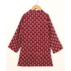 Babyhug Woven Full Sleeves Kurta & Pajama Set Ethnic Print - Maroon