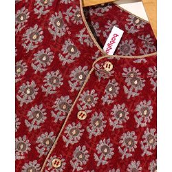 Babyhug Woven Full Sleeves Kurta & Pajama Set Ethnic Print - Maroon