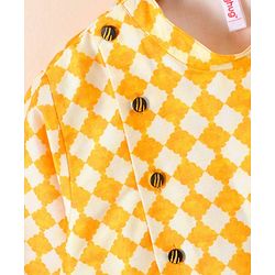Babyhug Cotton Woven Full Sleeves Kurta & Payjama Set Printed - Yellow