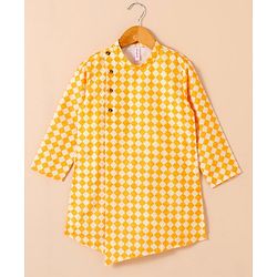 Babyhug Cotton Woven Full Sleeves Kurta & Payjama Set Printed - Yellow