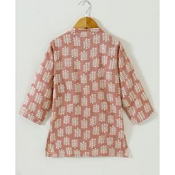 Babyhug Full Sleeves Kurta and Dhoti Set Printed - Caramel