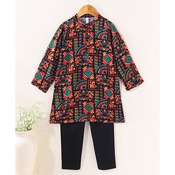 Babyhug Full Sleeves All Over Printed Kurta & Pyjama Set - Multicolor