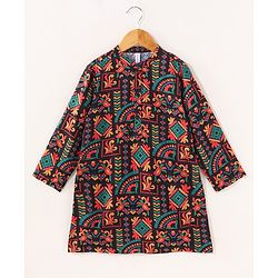 Babyhug Full Sleeves All Over Printed Kurta & Pyjama Set - Multicolor