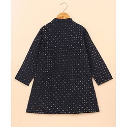 Babyhug Full Sleeves Kurta Pyjama Set Embroidered - Navy Blue