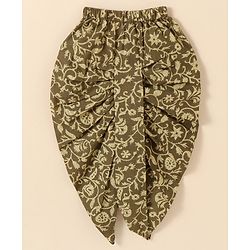 Babyhug Cotton Woven Full Sleeves Kurta & Dhoti Set Ethnic Print - Light Olive