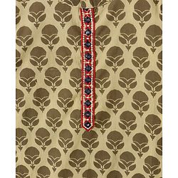 Babyhug Cotton Woven Full Sleeves Kurta & Dhoti Set Ethnic Print - Light Olive