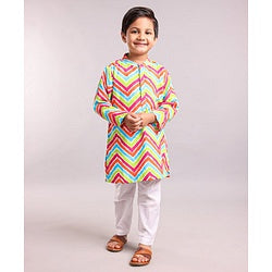 Babyhug Cotton Woven Full Sleeves Kurta & Pyjama Set - Multicolour