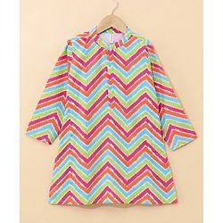 Babyhug Cotton Woven Full Sleeves Kurta & Pyjama Set - Multicolour