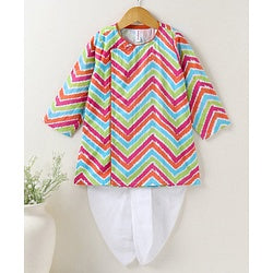 Babyhug Cotton Woven Full Sleeves Kurta & Dhoti Set - Multicolour